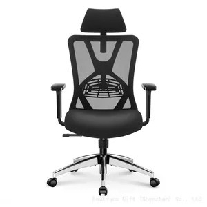 High Back Desk Chair With Adjustable Lumbar Support, Headrest & 3D Armrest - 130°Rocking Mesh Computer Chair thumbnail-1