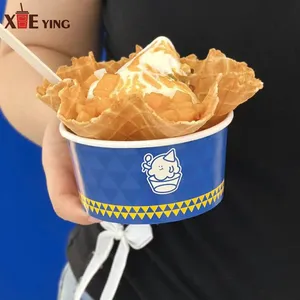 Custom Print 4 6 8 12 oz Disposable Food Grade Packaging Tub Biodegradable Yogurt Paper Bowl Ice Cream Cups thumbnail-1
