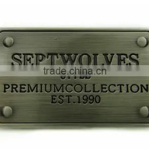 High Quality Engraved Metal Plate Garment Metal Labels for Jacket thumbnail-3