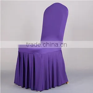High Quality Gold Pleated Spandex Chair Cover for Banquet Decoration thumbnail-3