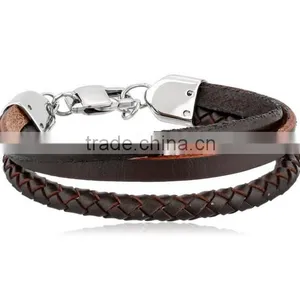 Wholesale Customized Men's Braided Design Leather Bracelet thumbnail-1