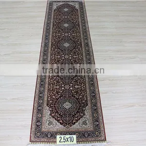 Chinese Handmade 100% Natural Silk Persian Hand Knotted Stair Carpet Runner thumbnail-1