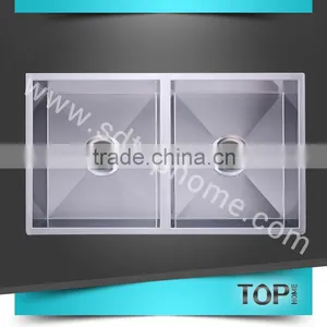 TH-RA3018A Stainless Steel Handmade Sink With CUPC Square Corner Double Bowls Undermount Sink Kitchen Sink thumbnail-1
