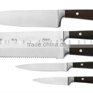 WOOD +HANDLE STAINLESS STEEL 6PCS KITCHEN KNIFE SET thumbnail-2
