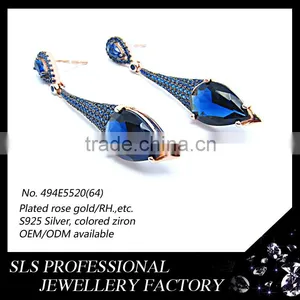 2015 Real Cheap 925 Silver Earrings Jewelry Blue Sapphire Jewelry Beauty Silver Gemstone Earring Studs thumbnail-1