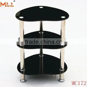 Richmond 3 Layers Black Glass Shelf Unit thumbnail-1