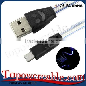 High Quality Flat Noodle Design Micro USB Cable With LED Light thumbnail-2