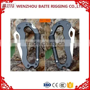 Outdoor Black Multipul-purpose Aluminum Alloy Snap Hook, Aluminum Carabiner With Screw ,with Knife ,with Bottle Opener thumbnail-2