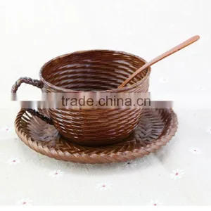 Natural Bamboo Coffee Cup,all Hand Make,cup Set With Spoon and Lid thumbnail-1
