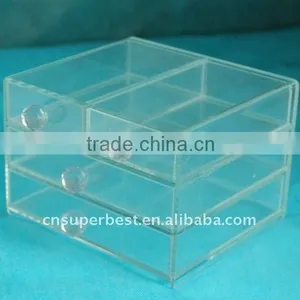 Three Drawers Clear Acrylic Box With Handle thumbnail-1
