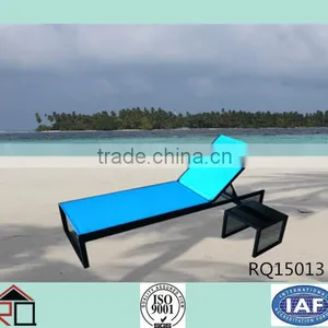 Outdoor Sunbed Sea Lounger With Tea Table Leisure Sunbed Blue Color thumbnail-1