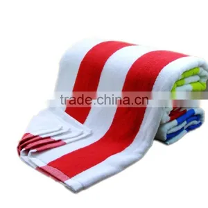 High Quality 70x140cm 400g Cotton Red and White Striped Beach Towel Supplier's Choice thumbnail-2