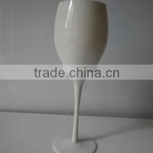 White Outside Yellow Inside Drinking Glass Goblet Cups White Colored Glass Cup Drinking Wine Tall Stem Colored Goblet Glasses thumbnail-1