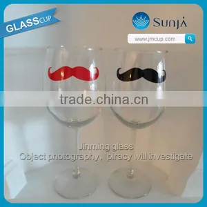 Novelty Mustache Decal Wine Goblet Red Colored Wine Glasses Black Wine Glass Fancy Drinking Glass Wine Goblet thumbnail-1