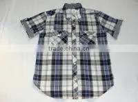 Fashion Design 100% Cotton Short Sleeve Yarn Dyed Shirt thumbnail-1