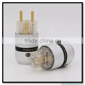 OEM/ODM Viborg Audio Aluminum Gold Plated Schuko EU Power Plug+IEC Female Audio Connector thumbnail-1