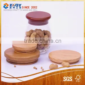 Custom Glass Storage Jar Wood Lid Wooden Lid thumbnail-1