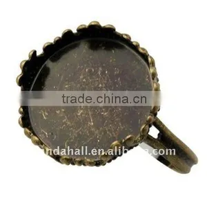 Brass Blank Ring Settings, Large Antique Reproduction(KK-Q007-AB) thumbnail-1