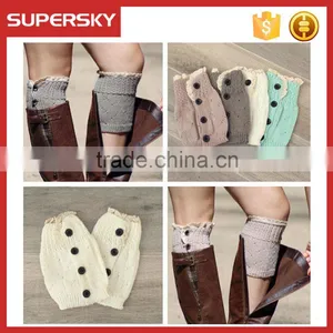 A-254 Buttons Lacy Knitting Boot Toppers Knit Button Lace Boot Cuffs Lace Knit Boot Cuffs Button Pattern thumbnail-1