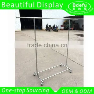 Adjustable Double Rail Rolling Garment Rack Hanging Clothes Rack With Brake Wheels thumbnail-1