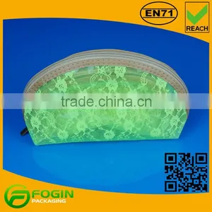 Green Color Custom Order Cosmetic Bag With Inner Mesh thumbnail-3