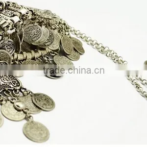 Bohemian Vintage Chunky Punk Tribal Antique Coins Tassels Choker Necklace thumbnail-4
