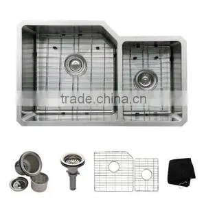 Undermount 60/40 Double Bowl 16 Gauge Stainless Steel Kitchen Sink for Prefab Homes thumbnail-2