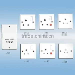 White Round Pin Wall Switch Socket thumbnail-1