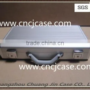 Silver Aluminum Computer With Foam Inserts Box Small Round Thin Aluminum Computer Case With Handle thumbnail-3