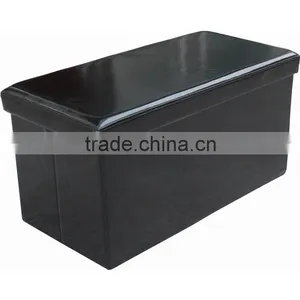 Purple Leather Ottoman thumbnail-1