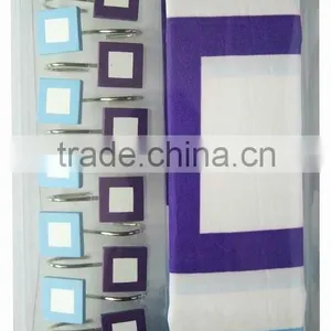 Polyester Shower Curtain Bathroom Curtain Matching With 12pcs Poly Resin Hooks thumbnail-1