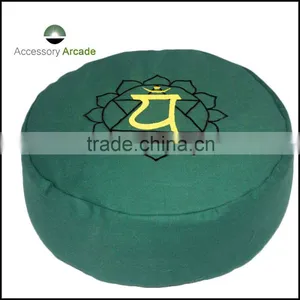 Round & Pleated Meditation Cushion With Ohm Embroidery thumbnail-5
