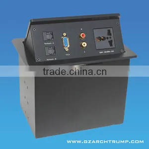 Hidden Pop Up Tabletop Outlet Box for Conference System thumbnail-1