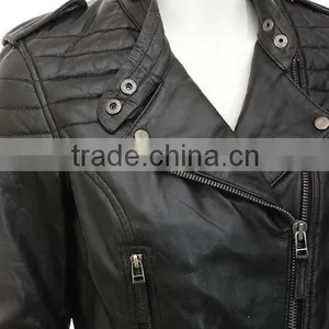 Women Leather Jackets With Padding Details thumbnail-3