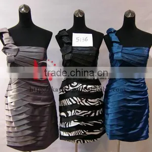 Cheap One-shoulder Satin Gray Short Cocktail Dresses Designer Style Formal Evening Dress thumbnail-4