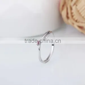 925 Sterling Silver Classic White and Pink Ring With Double Zircon thumbnail-2