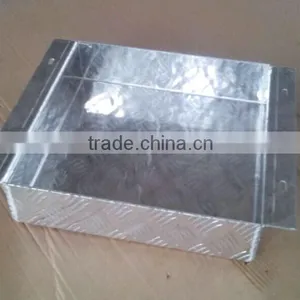 OEM Small Aluminum Alloy Checkered Tooling Box, Aluminum Checkered Plate Box Open, Aluminum Metal Box Tool thumbnail-1