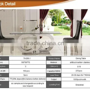 TH286-1 Modern Glass Top Stainless Steel Dining Table thumbnail-6