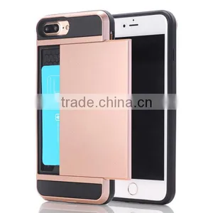 Slide Cover Card Slot Phone Case TPU + PC Material Phone Hull for IPhone7 7plus thumbnail-3