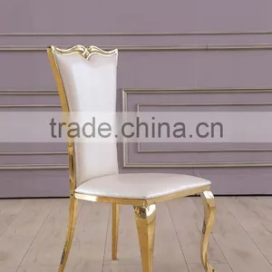 Golden Brushed Stainless Steel Hotel Banquet Chair Dining Room Chair thumbnail-1
