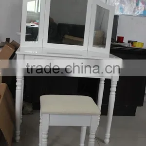 Wooden Furniture Make-up Dressing Table, Wooden Dresser With Mirror and Bench thumbnail-1