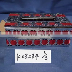 Metal Tissue Box Napkin Holder With Red Riband thumbnail-1