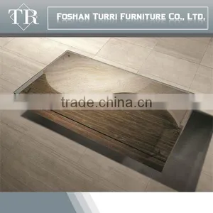 Modern Beige Travertine Marble Living Room Coffee Table With Glass Top thumbnail-3