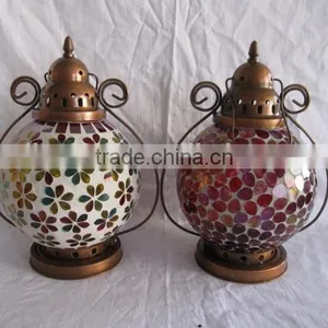 Flower Design Haning Glass Mosaic Lantern thumbnail-6