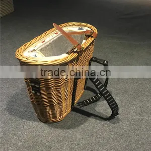 Hot Sale Wholesale Wicker Woven Delicate Front Bike Bicycle Basket for Dogs Pets thumbnail-1