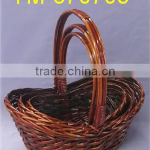 New Style Brown Wicker Basket With Handle thumbnail-1