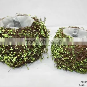 Vine Rattan Garden Flower Pots With Green Leafs thumbnail-1