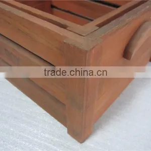 Customization Paulownia Wood Crate With Wheels and Handle thumbnail-2