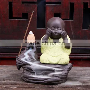 Colorful Ceramic Monk Burner Creative Decor Backflow Incense Crafts thumbnail-2