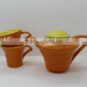 3pcs Colorful Ceramic Teapot Set for Sale thumbnail-1